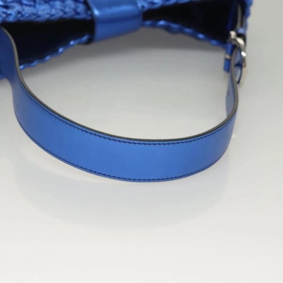 Salvatore Ferragamo Gancini Shoulder Bag Leather Blue Silver Auth 128561V - Picture 8 of 15